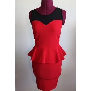 Charlotte Russe Red/Black Puplum Bodycon Dress